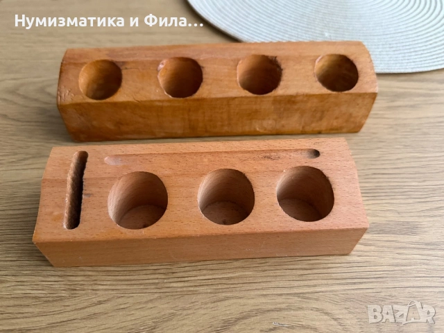 Два броя дървени стойки за тестери на злато и сребро, снимка 3 - Нумизматика и бонистика - 54877711