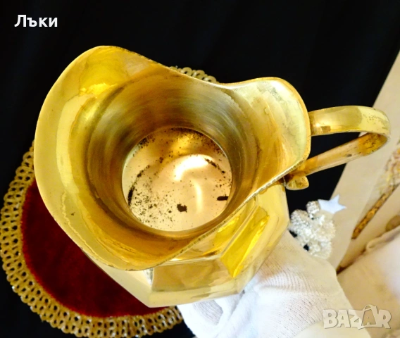 Бронзова кана за вино,позлата,многостенна. , снимка 3 - Антикварни и старинни предмети - 54543505