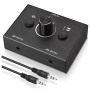 HiFi стерео аудио превключвател 2x1/1x2 – RCA & 3.5 мм жак суичър с Mute бутон за PC и аудио 10472, снимка 1