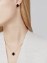 Van Cleef & Arpels VCA Gold Black Onyx Vintage Alhambra Clover Дамско Колие, снимка 9