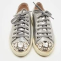  Кецове  Miu Miu Silver Crystal Swarovski Leather Sneakers., снимка 1
