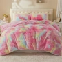 Плюшен спален комплект 220x240см Rainbow Pink, снимка 1