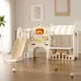 Детски център за игра с пързалка, къща и баскетболен кош, кафяв, снимка 1