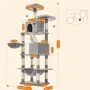 Драскалка за котки Light Gray 206 см – XXL катерушка с 2 къщички, хамак и площадки, снимка 4