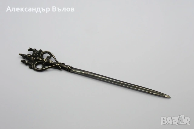 Винтидж нож за писма BMF (Западна Германия), три заека, имперски стил, посребрен, снимка 8 - Антикварни и старинни предмети - 54989248