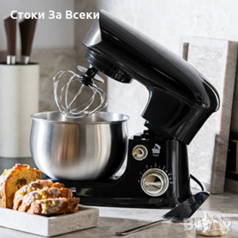 ПРОМОЦИЯ!!! Планетарен миксер 1200W с метална купа и 6 скорости, снимка 2 - Миксери - 54648775