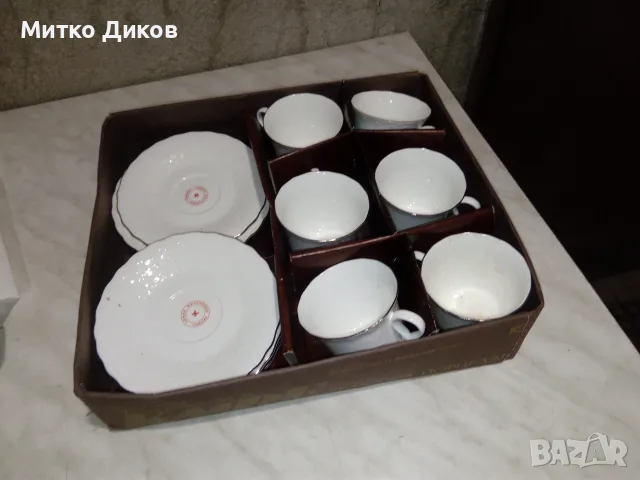Чаша кафе 6бр с чиния 6бр костен порцелан нови на Коста Йорд. Видин Бонония екстра кач-кант копирка