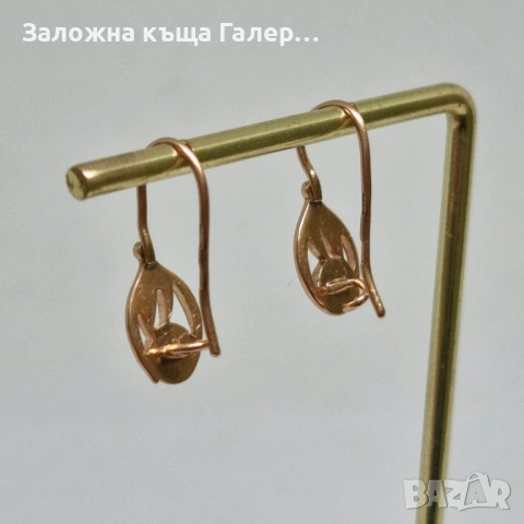 Златни обеци – съветско злато, проба 583, 2,83г, снимка 3 - Обеци - 54216010