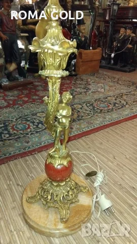 месингови лампи с текстилни абажури, снимка 6 - Настолни лампи - 54267481