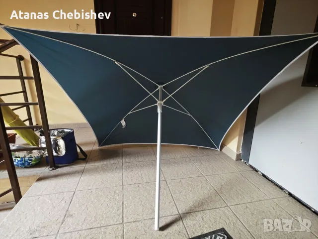КВАДРАТЕН ПЛАЖЕН ЧАДЪР PARUV 125, UPF 50+, 1 МЯСТО, СИН, снимка 2 - Градински мебели, декорация  - 55578168