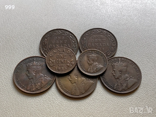 1 цент 1912, 1913, 1916, 1917, 1918, 1932, 1933 Канада
