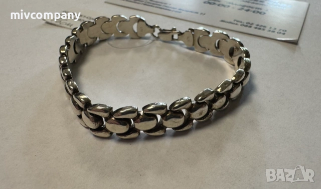 Сребърна гривна 10.82гр.17см., снимка 2 - Гривни - 54354472