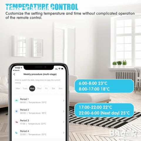 Интелигентен WiFi контакт с термостат и температурен датчик 15A, Smart Life, Alexa, Google, снимка 5 - Друга електроника - 55573138