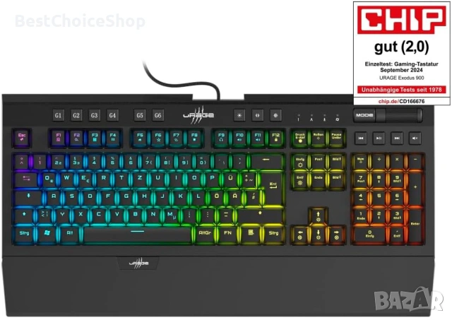 uRage Exodus 900 Механична геймърска клавиатура, red switches, RGB осветление QWERTZ layout