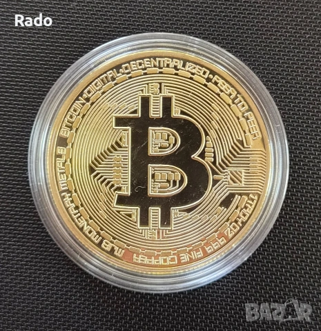 Юбилейна Биткойн монета Bitcoin сувенирна позлатена колекционерска монета 