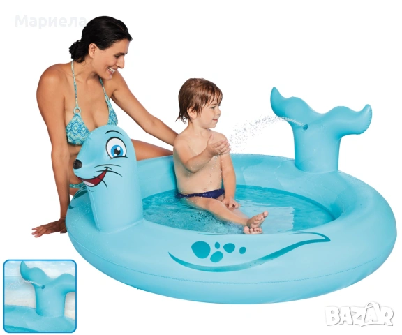 Басейн, 120 см, кръгъл / Happy People Pool / Морски лъв с функция за пръскане