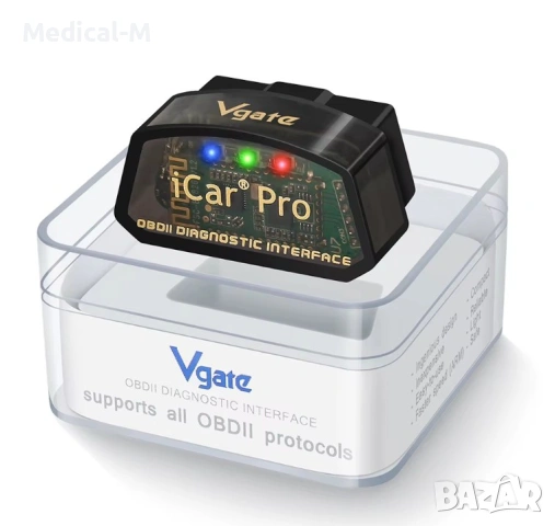 Диагностично устройство Vgate iCar Pro BT 4.0 ELM327, поддържа iOS, Android, Windows, OBD2