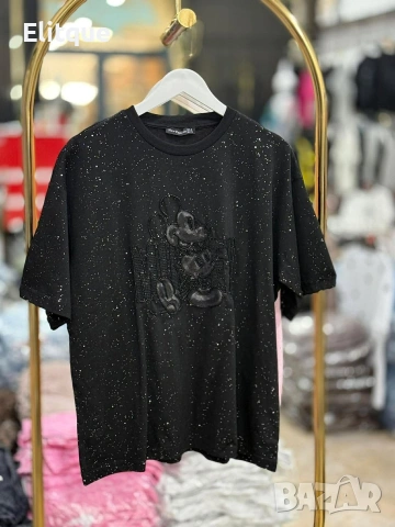 Дамска тениска "Mickey Mouse" с нежен блясък, снимка 3 - Тениски - 54599122