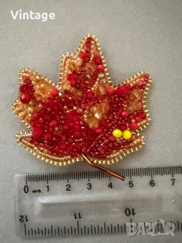 Handmade Разкошна брошка - Есенно листо , снимка 6 - Гривни - 53260437