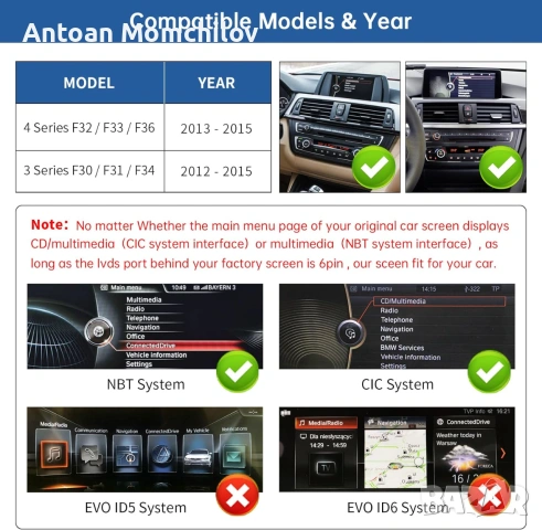Дисплей за BMW Road Top 12.3 CarPlay F30 F32, снимка 4 - Навигация за кола - 55120858