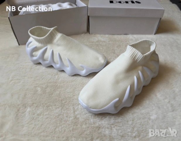 Дамски маратонки в бяло Yezzy дишащ плат, снимка 5 - Маратонки - 46229649