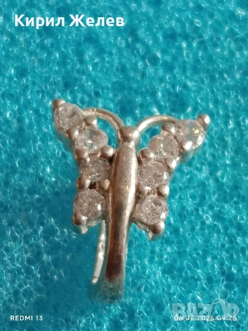 Нежни сребърни обеци във формата на ПЕПЕРУДА 🦋 с инкрустирани кристали 18703, снимка 4 - Обеци - 54104520