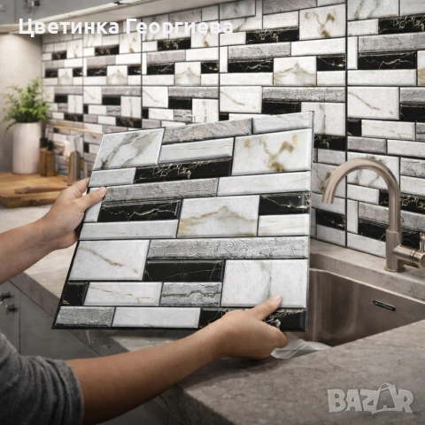 Самозалепващи 3D стикери за стена – Имитация на мрамор 