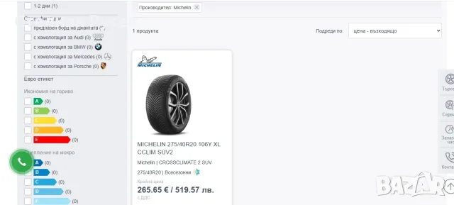 michelin crossclimate 2 a/w 285 40/r20 гуми  със дот 08 /2024г -цена 480 евро  за 4 броя общо - 4 бр