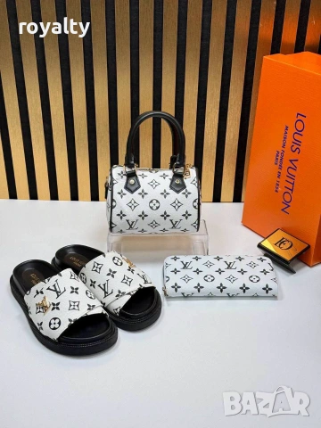 Louis Vuitton Нов Стилен Дамски Комплект Чехли Чанта Различни Модели Луи Витон , снимка 6 - Чехли - 55030890