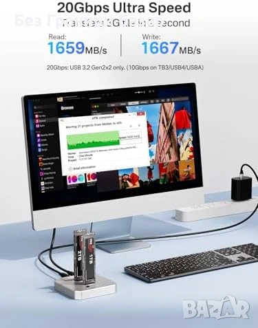 Нов ACASIS NVMe M.2 Дубликатор USB-C Док Станция 10Gbps за бързо клониране, снимка 4 - Друга електроника - 54089938