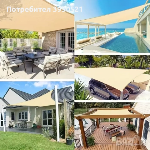 Водоустойчива UV тента за плътна сянка, Големи размери, сенник за градина тераса заведение басейн, снимка 4 - Градински мебели, декорация  - 55076287