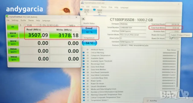 1000GB Crucial P3 Gen4 1TB PCIe NVMe SSD скрост четене/запис 3500 и 3200 mb/sec ДИСК disk laptop , снимка 2 - Твърди дискове - 55223517