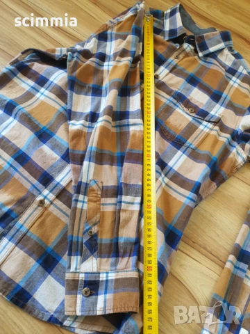 Карирана мъжка риза Esprit Slim Fit синьо и кафяво размер L 100% памук, снимка 14 - Ризи - 54810451