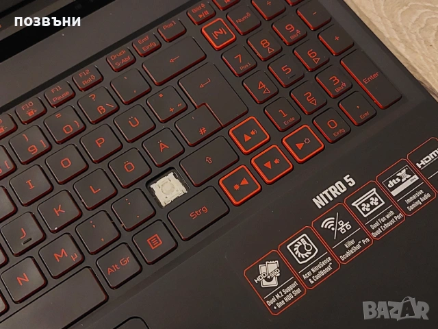 ЗА РЕМОНТ 15.6" геймърски лаптоп Acer Nitro 5 AN515-56-50HK Core i5-11300H Nvidia RTX 3050, снимка 2 - Лаптопи за игри - 54084373