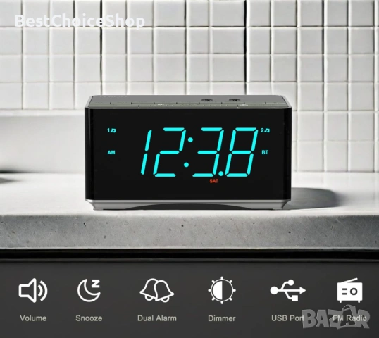 iTOMA Bluetooth Будилник Стерео Колонка FM Радио Двоен Будилник USB Зарядно, снимка 11 - Друга електроника - 54358639