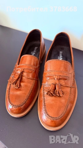 Мъжки кестеняви кожени мокасини с пискюли Russell & Bromley KEEBLE, снимка 4 - Официални обувки - 54332772