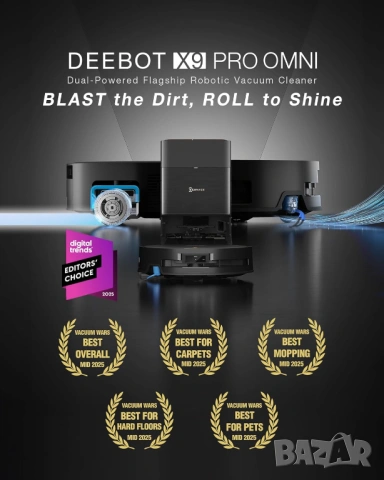 Прахосмукачка Робот ECOVACS DEEBOT X9 PRO OMNI 16600Pa - Премиум клас - Като НОВА, снимка 2 - Прахосмукачки - 54539065