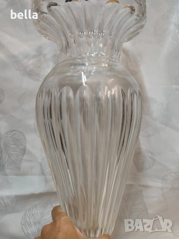 Кристална масивна висока ваза репродукция на Baccarat -Музея на стъклото., снимка 4 - Вази - 54878575