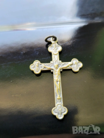 Стар посребрен бронзов Кръст ITALY, снимка 4 - Колекции - 54320507