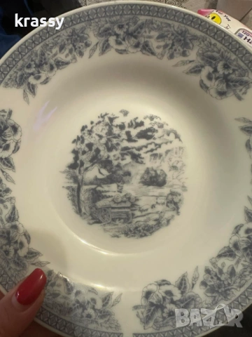 Сервиз за хранене от порцеланови дълбоки чинии за супа/основно с пейзаж (6 бр.)