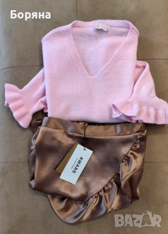 Aware by Vero Moda нова сатенирана пола с къдръчка, снимка 11 - Поли - 54080222