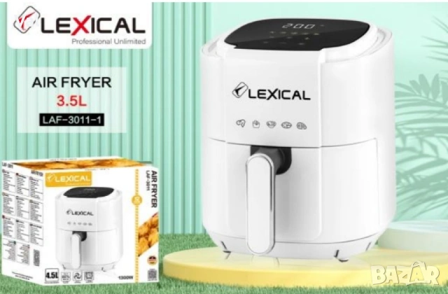 Фритюрник с горещ въздух Lexical Airfryer LAF-3011-1/2 1200W 3.5L бял/черен, снимка 3 - Фритюрници - 54681913