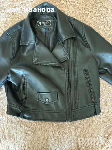Късо кожено дамско яке, снимка 2 - Якета - 54180646