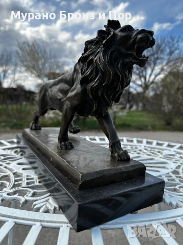 Бронзова скулптура "Ревящ лъв" на Проспер Лекуртие (P. Lecourtier) – 8.3 кг, подпис на автора, снимка 2 - Антикварни и старинни предмети - 53985265