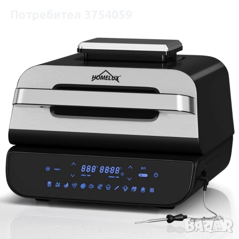 Мултифункционален грил-фритюрник HOMELUX 6в1 с горещ въздух, 1700W, Дигитален сензор, 12 програми, снимка 5 - Фритюрници - 55162274