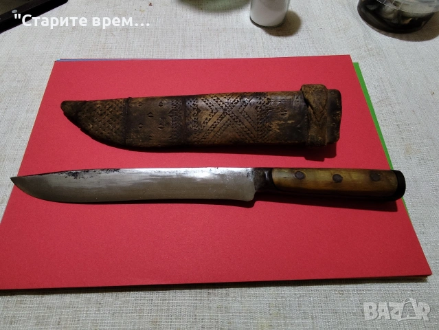 Стар български Овчарски Нож с Дървена Кания, снимка 3 - Антикварни и старинни предмети - 53964979