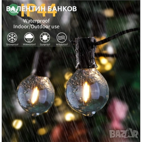 LED крушки E12, за гирлянди G40, снимка 3 - Външни лампи - 55222659