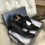 Balmain Suede T-Strap Wedge Sandal "Black/Gold" Дамски Черни Сандали На платформа Код ch2, снимка 4