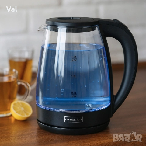 Електрическа кана Homestar с мощност 1500W и капацитет 1,8 литра, снимка 4 - Кани - 54923445