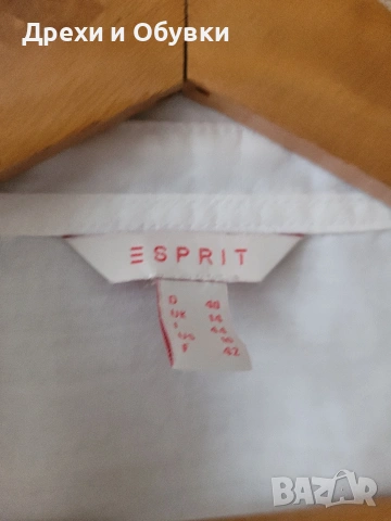 Бяла риза от памук  и реми Esprit , снимка 3 - Ризи - 51197155